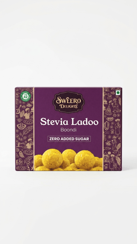 Pack of stevia sweetened boondi ladoo with zero added sugar