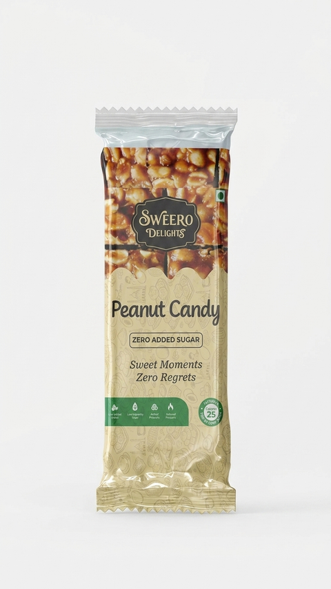 Sweero Delights Stevia Peanut Candy on a white background.